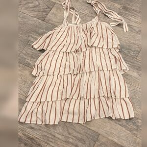Revolve Tularosa Metallic Striped Tiered Ruffle Mini Adjustable Dress Size Small